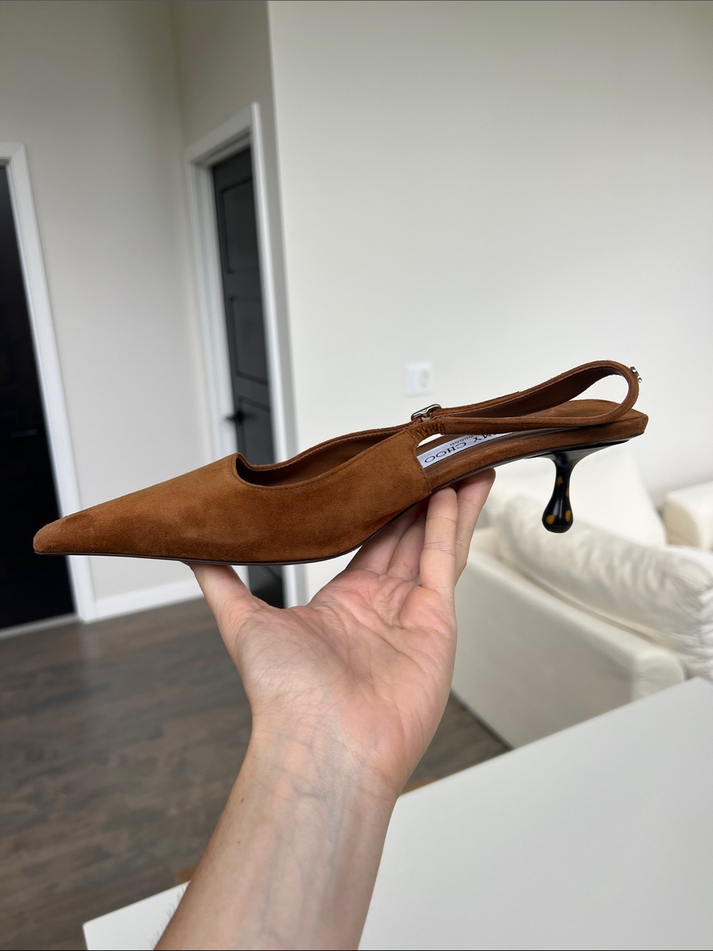 Jimmy Choo didi 45 caramel brown suede leather slingback pointed toe pumps 39 - Picture 10 of 10